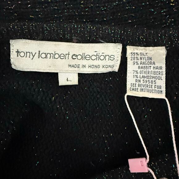 Vintage Tony Lambert Sequin Butterfly Beaded Novelty Sweater Metallic Women's L - Picture 6 of 7